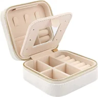 Biżuteria - akcesoria - Miniaturowe aksamitne etui podróżne na biżuterię z lusterkiem, organizer na biżuterię podróżną, mały organizer na biżuterię do przechowywania pierśc.. - miniaturka - grafika 1