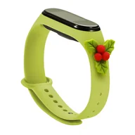 Akcesoria do smartwatchy - Strap Xmas opaska do Xiaomi Mi Band 4 / Mi Band 3 świąteczny silikonowy pasek bransoletka zielony (jemioła) - miniaturka - grafika 1