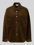 Bluzki damskie - Bluzka koszulowa o kroju regular fit z imitacji sztruksu - miniaturka - grafika 1