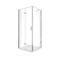 Kabiny prysznicowe - Kabina prysznicowa z drzwiami składanymi i boczną ścianką stałą, wysokość 190 cm, chrom, szkło transparentne ścianka stała 62,5-65 - drzwi 62,5-65 - miniaturka - grafika 1