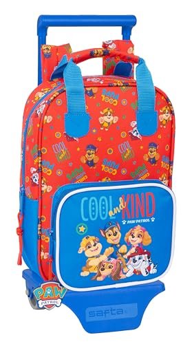 PAW PATROL COOL Plecak szkolny 765 z wózkiem 805, idealny dla dzieci w różnym wieku, wygodny i wszechstronny, jakość i wytrzymałość, 20 x 8 x 28 cm, Czerwony/Niebieski, M, Casual