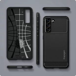 Etui do Samsung Galaxy S21 FE futerał Spigen Rugged Armor Matte Black + Szkło - Etui i futerały do telefonów - miniaturka - grafika 7