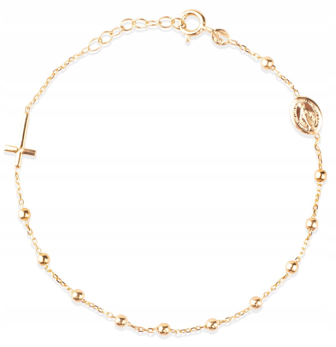 WYJĄTKOWA ZŁOTA BRANSOLETKA Z MEDALIKIEM I KRZYŻYKIEM 14KT 585