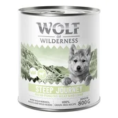 Mokra karma dla psów - Wolf of Wilderness Junior “Expedition”, 6 x 800 g - Steep Journey - Drób z jagnięciną - miniaturka - grafika 1