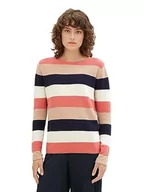 Swetry damskie - TOM TAILOR Sweter damski, 30650 - Pink Navy Colorblock Stripe, S - miniaturka - grafika 1
