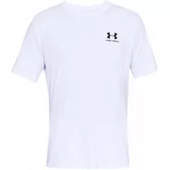 Koszulki męskie - Koszulka męska Under Armour Sportstyle Left Chest SS biała 1326799 100 - miniaturka - grafika 1