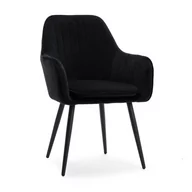 Krzesła - krzesło EMILIA tapicerowane welurowe czarne - miniaturka - grafika 1