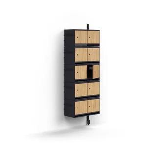 Szafka na buty ENTRY, moduł dodatkowy, naścienna, 10 drewnianych drzwi, 1800x600x300 mm, antracyt/dą - Szafki na buty - miniaturka - grafika 1