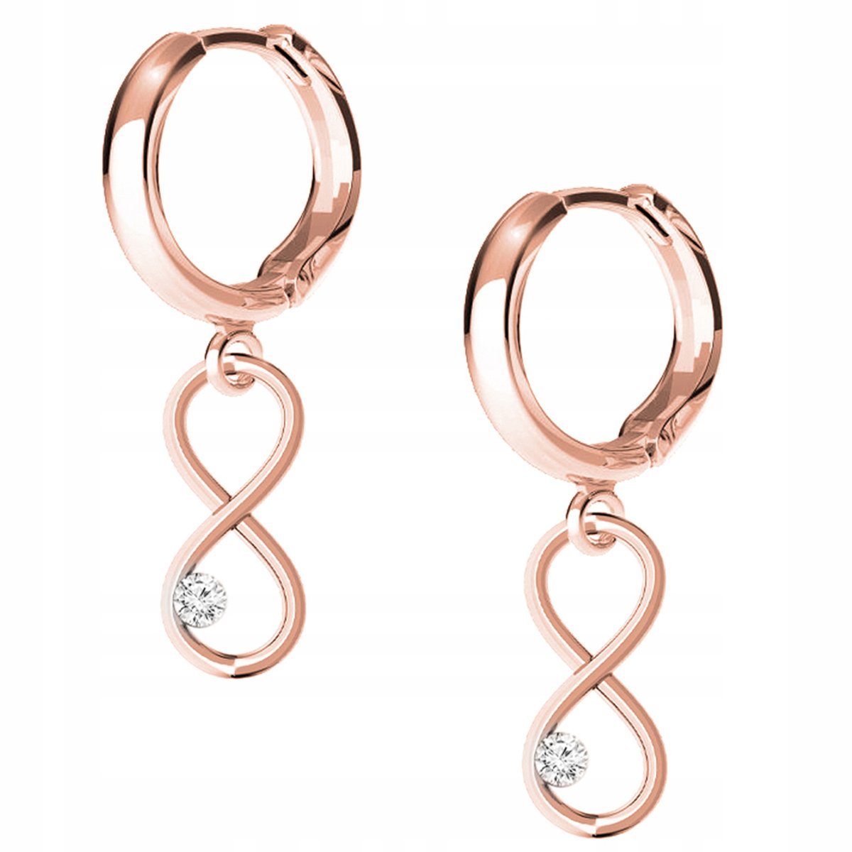 Kolczyki Nieskończoność różowe złoto 925
