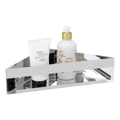 Półki łazienkowe - Narożna samoprzylepna półka łazienkowa ze stali nierdzewnej w kolorze srebra z połyskiem Genova – Wenko - miniaturka - grafika 1