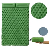 Materace turystyczne - Dmuchany Dwuosobowy Materac Mata Turystyczna Z Poduszką Zielony - miniaturka - grafika 1