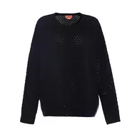 Swetry damskie - Nally Damski sweter z dzianiny z kołnierzem vintage akryl czarny rozmiar XL/XXL, czarny, XL - miniaturka - grafika 1