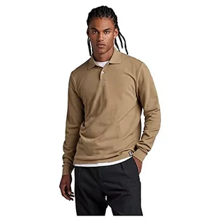 Koszulki męskie - G-STAR RAW Męska koszulka polo Essential Long Sleeve Polo, Zielony (Berge D22838-d287-4244), S - grafika 1