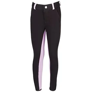 PFIFF Bryczesy dziecięce Elisa, wkładka z materiału, modny dwukolorowy wygląd, super miękkie czarny Schwarz (Black/Purple) 134 - Moda i Uroda OUTLET - miniaturka - grafika 1