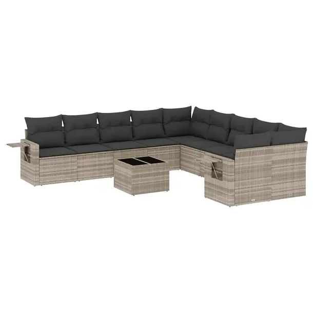 Zestaw mebli ogrodowych modułowych jasnoszary, rattan PE, wymiary 62x62x69