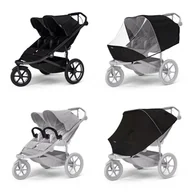 Wózki dziecięce - Wózek sportowy Thule Urban Glide 3 Double Black + 2x Pałąk bezpieczeństwa + Osłona przeciwdeszczowa + Siatka przeciw komarom - miniaturka - grafika 1