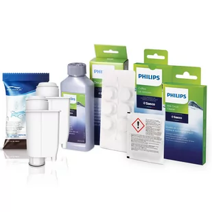 Zestaw Do Saeco Philips, AL-Inte+ 2 szt, Tabletki Czyszczące CA6704/10, Odkamieniacz CA6700/00 250ml, Środek do Obiegu Mleka CA6705/60 - Akcesoria i części do ekspresów do kawy - miniaturka - grafika 1