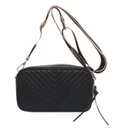 Torebki damskie - Skórzana torebka czarna na ramię torba damska elegancka pikowana - miniaturka - grafika 1