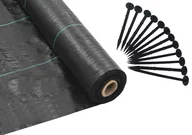 Agrowłókniny - Mocna mata antychwastowa AGROWŁÓKNINA 1,6x100m 90g czarna + kotwy szpilki 50 szt. - miniaturka - grafika 1
