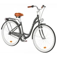 Rowery - Rower miejski INDIANA Moena A3B 28 cali damski Grafitowy + Koszyk na rower VÖGEL VKS-105 Stalowy - miniaturka - grafika 1