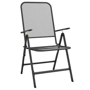 Lumarko Składane krzesła ogrodowe, 4 szt., antracytowe, metalowa siatka - Fotele i krzesła ogrodowe - miniaturka - grafika 4
