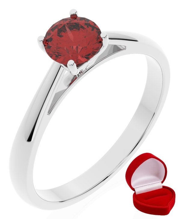 ZŁOTY PIERŚCIONEK ZARĘCZYNOWY 585 14k RUBIN 0,50 ct BIAŁE ZŁOTO R24