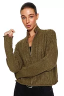 Swetry damskie - Trendyol FeMan Regular Fit Basic stójka dzianinowy kardigan, khaki, S, Khaki, S - miniaturka - grafika 1