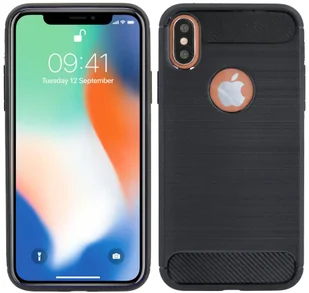 cofi1453® Etui silikonowe Carbon kompatybilne z iPhone XS Etui TPU Miękkie etui na telefon komórkowy Pokrowiec ochronny Czarny - Etui i futerały do telefonów - miniaturka - grafika 1