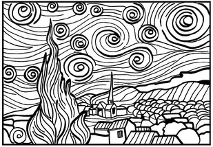 Painting Velvet Kolorowanka welwetowa, Van Gogh gwiaździsta noc - Kolorowanki, wyklejanki - miniaturka - grafika 1