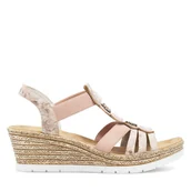 Sandały damskie - Sandały Rieker 619B2-31 Różowy - miniaturka - grafika 1