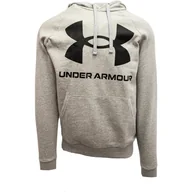 Bluzy męskie - Bluza z kapturem Męska Under Armour Rival Big Logo Jasnoszary - miniaturka - grafika 1