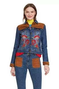 Desigual Damska kurtka dżinsowa West z kwiatami, Niebieski, 36 - Kurtki damskie - miniaturka - grafika 1