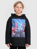 Bluzy dla chłopców - 4F Bluza dresowa nierozpinana z kapturem chłopięca - czarna 122 (6-7 lat) - miniaturka - grafika 1