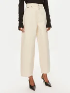 Spodnie damskie - Calvin Klein Jeansy K20K207270 Écru Wide Leg - miniaturka - grafika 1