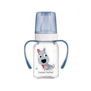 CANPOL BABIES Cute Animals Butelka wąska z uchwytem niebieski pies, 120ml 11/823 - Kubki dla dzieci - miniaturka - grafika 1