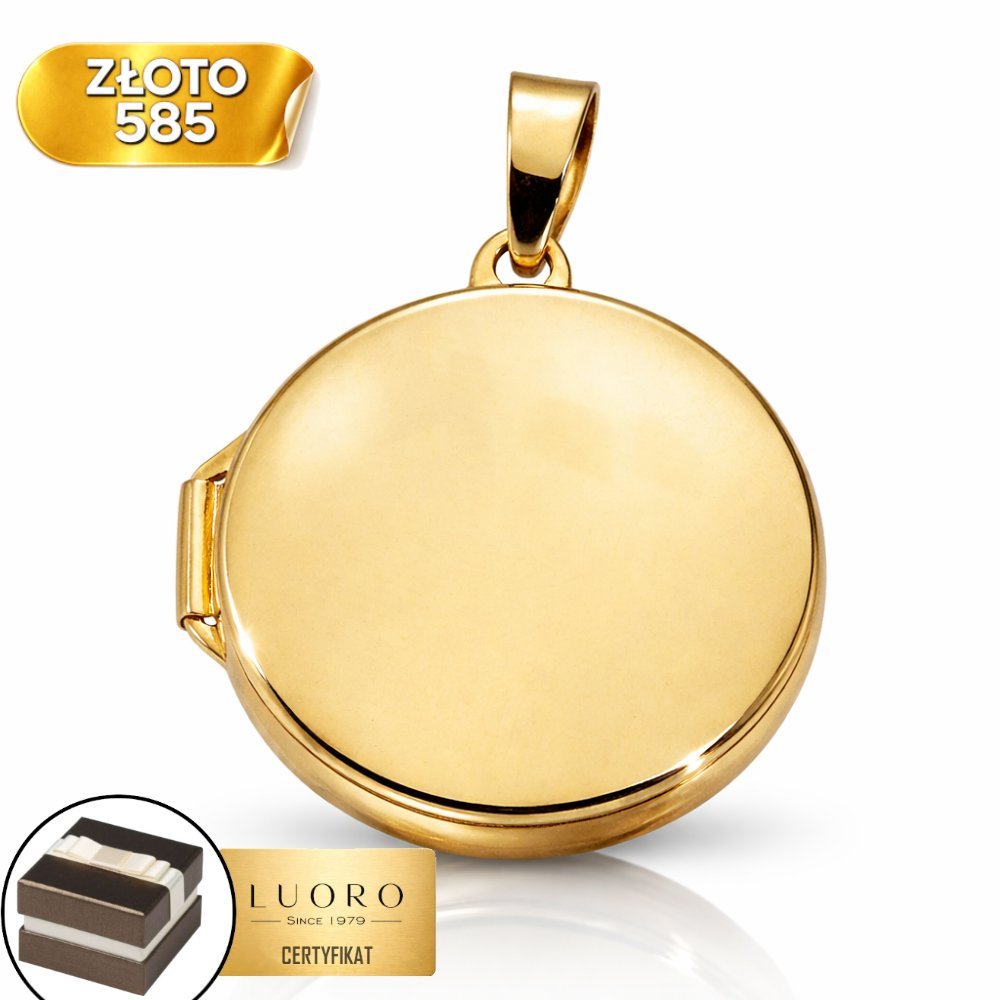 ZAWIESZKA ZŁOTA 585 14K PUZDERKO KÓŁKO DUŻE GŁADKIE 3 CM ELEGANCKA