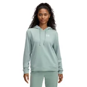 Bluzy damskie - Damska bluza dresowa nierozpinana z kapturem Under Armour UA Rival Terry Hoodie - zielona - miniaturka - grafika 1