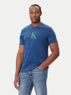 Koszulki męskie - Calvin Klein Jeans T-Shirt Center Monogram LV04RC857G Niebieski Regular Fit - miniaturka - grafika 1