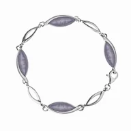 Bransoletki - Srebrna bransoletka z szarymi perłowymi kamieniami - kocie oko pr. 925 - miniaturka - grafika 1