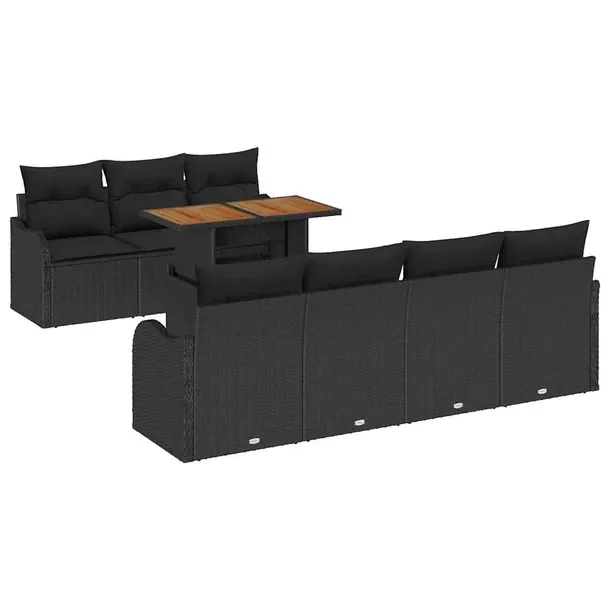 Zestaw Sof Ogrodowych Rattanowych, Czarno-Brązowy, 4 Osoby, 70 cm Głębok