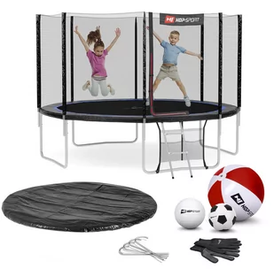 Hop-Sport Trampolina 12ft (366cm) czarno-niebieska z siatką zewnętrzną 49016 - Trampoliny - miniaturka - grafika 1