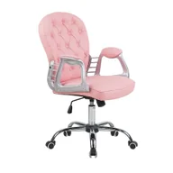 Fotele i krzesła biurowe - Shumee Krzesło biurowe  Krzesło biurowe regulowane ekoskóra różowe PRINCESS 153794 - miniaturka - grafika 1
