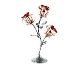 Crystocraft, Miniaturka-Figurka Chromowano-Złocona Swarovski - Trzy Róże - Figurki dekoracyjne - miniaturka - grafika 1