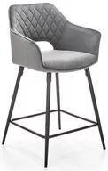 Taborety i hokery - Hoker, krzesło barowe H107 velvet szare - miniaturka - grafika 1