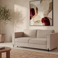 Sofy i kanapy - Kanapa 3-osobowa rozkładana typu express z beżową teksturowaną tapicerką - Miejsce do spania 140 cm - Materac 20 cm - ELORYA - miniaturka - grafika 1