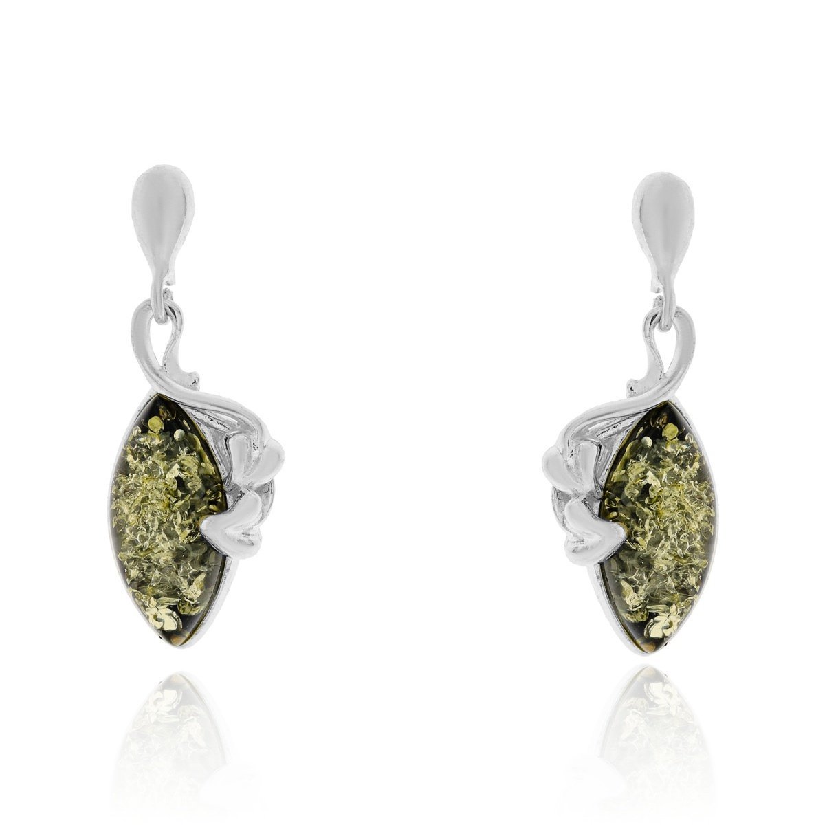 Srebrne kolczyki z bursztynem sztyft pr. 925