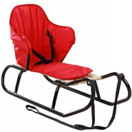 Sanki i ślizgacze - POLSKIE SANKI Z OPARCIEM CZARNE MATERACYK CZERWONY DLA DZIECI MOCNE SOLIDNE - miniaturka - grafika 1