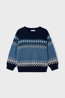 Swetry dla chłopców - Mayoral sweter z domieszką wełny dziecięcy kolor niebieski lekki - grafika 1