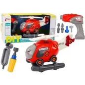 Samoloty i helikoptery - Helikopter kreskówkowy do skręcania DIY czerwony Leantoys - miniaturka - grafika 1