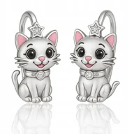 Biżuteria dla dzieci - Srebrne kolczyki kotki dla dziewczynki dzień dziecka na komunię srebro 925 - miniaturka - grafika 1